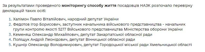 Моніторинг способу життя посадовців