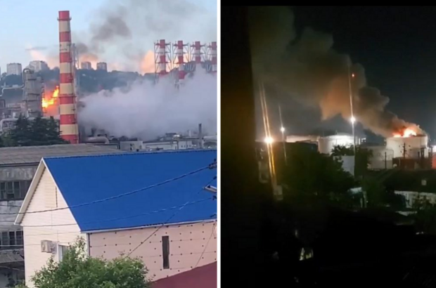 У Краснодарському краю після атаки БПЛА горять Туапсинський НПЗ та порт в Новоросійську (відео)
