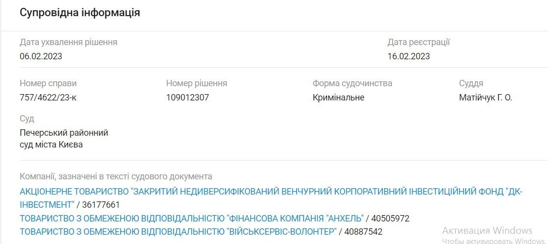 Матеріали кримінальної справи