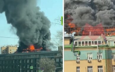 Вогонь в центрі Москви: сильний дим видно з різних районів столиці