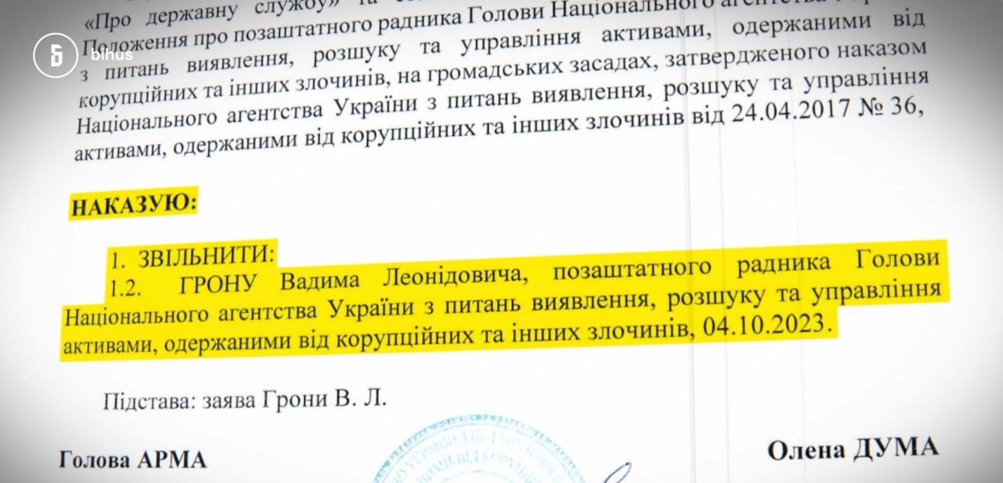 Вадим Грона был уволен