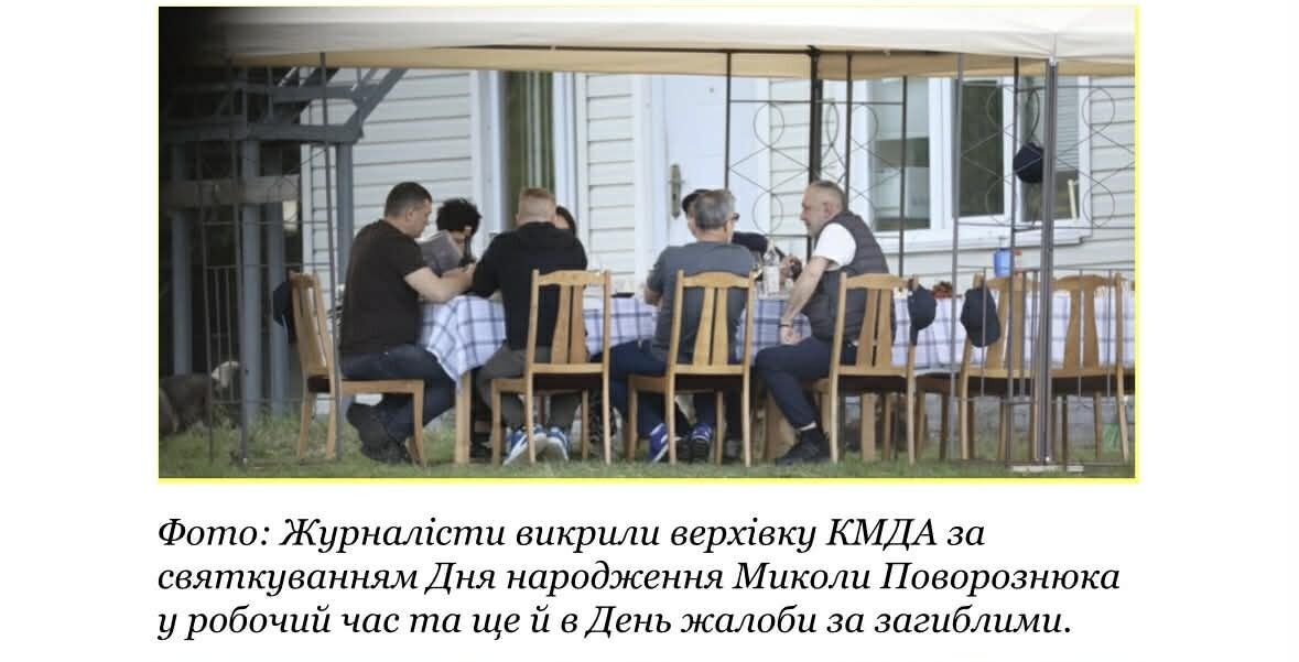 Журналисты разоблачили верхушку КГГА по празднованию Дня рождения Николая Поворознюка в рабочее время и еще в День траура по погибшим