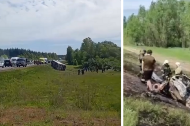 На россии пенсионер на »Волге» врезался в автобус с российскими военными, возвращавшимися с войны в Украине