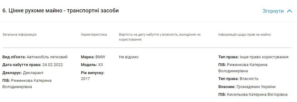 Квартири, машини та навіть ікони: київська податковиця Риженкова шикує під час війни