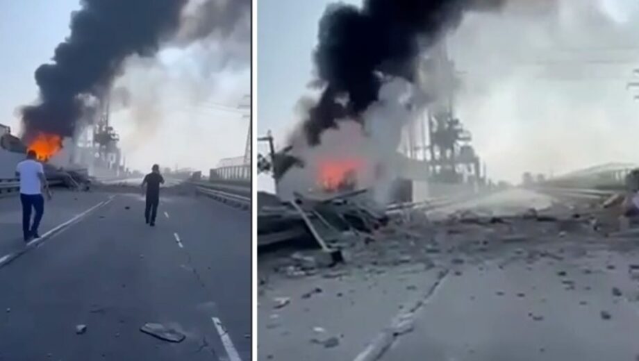 В сети появилось видео, на котором видно вероятное попадание в дамбу возле Вышгорода