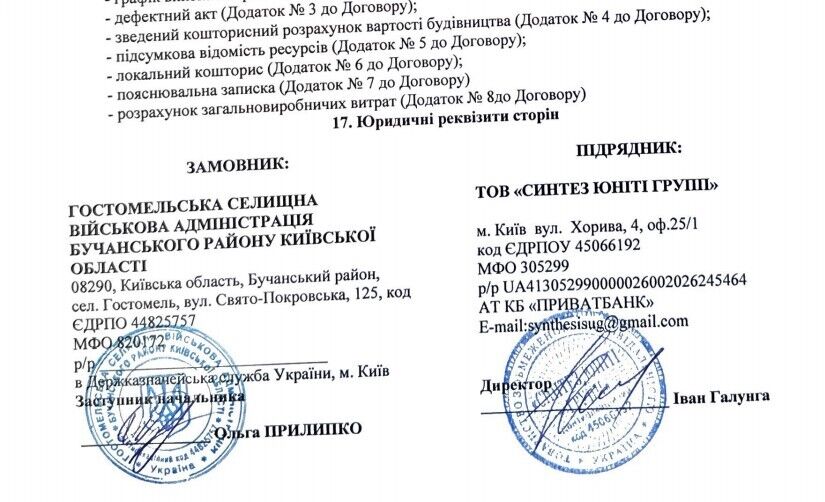 Договір з ТОВ ''Синтез Юніті Групп''