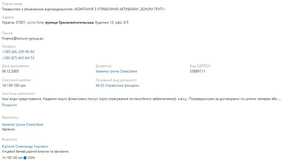 ООО ''Компания по управлению активами ''Бонум Груп''