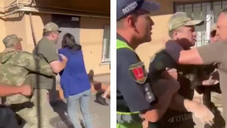 Штовханина в Одесі: жінка заблокувала ворота ТЦК