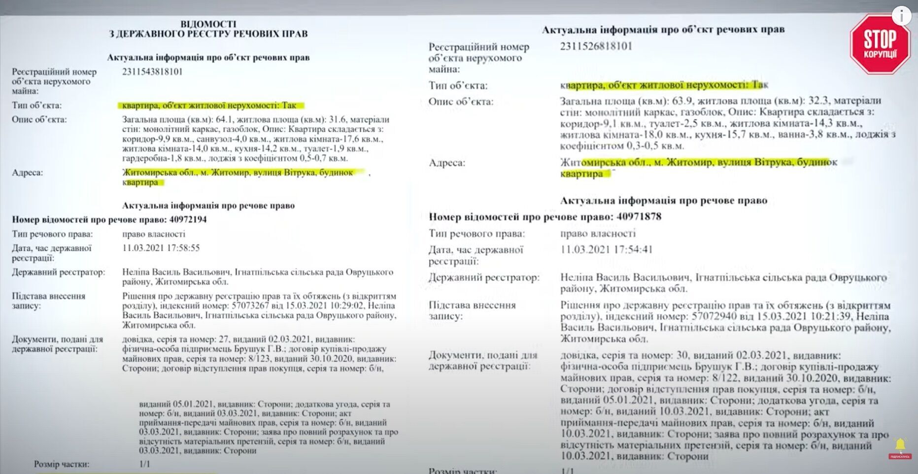 Родственники Данилюка приобрели в собственность ряд имущества