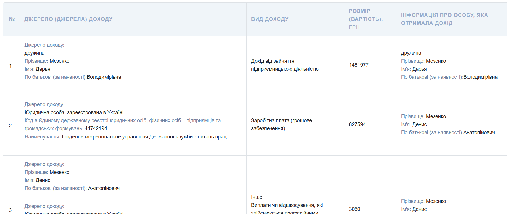 Денис Мезенко декларация