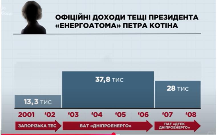 Схема официальных доходов тещи Петра Котина от ''Схем''