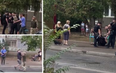 В Одессе подрались военный и гражданские (видео)