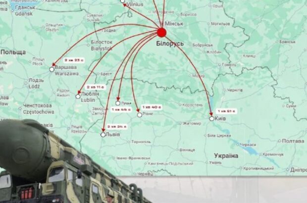 Ракета »Орешник» из Беларуси может долететь до Киева менее чем за 2 минуты.