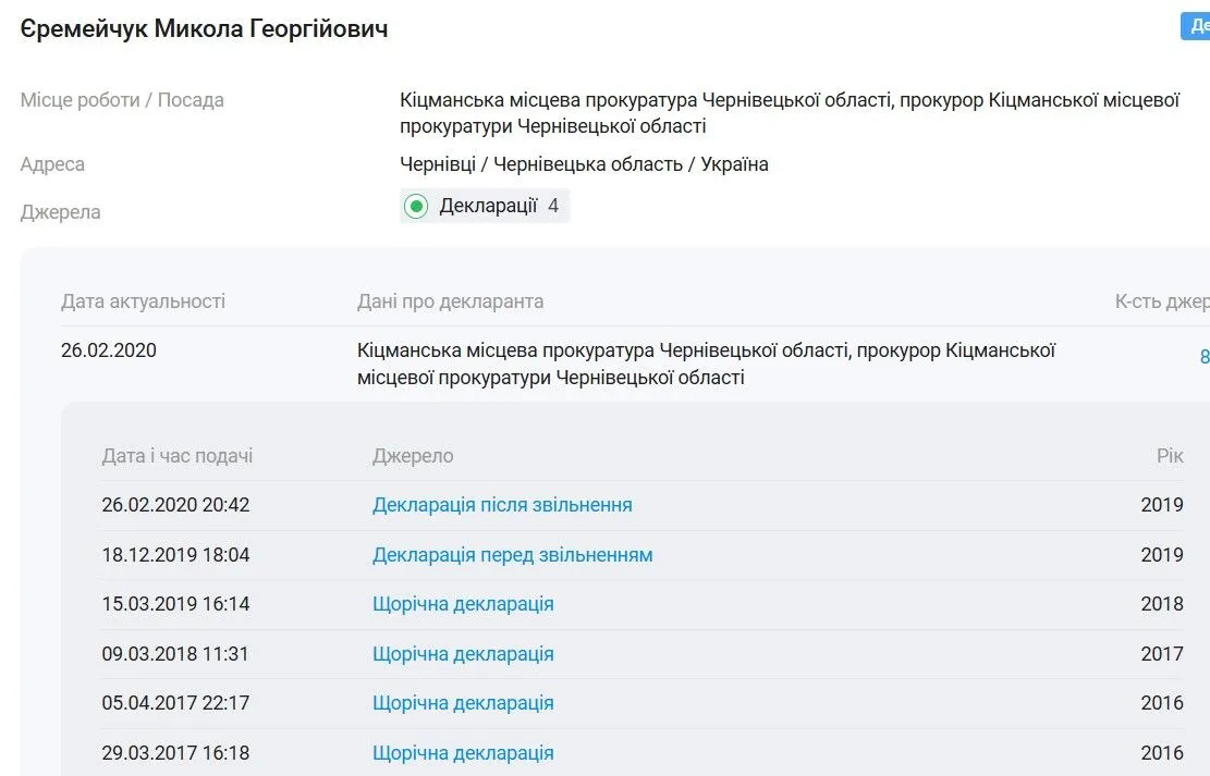 Брат Николай Еремейчук до 2019 года работал прокурором Кицманской местной прокуратуры Черновицкой области