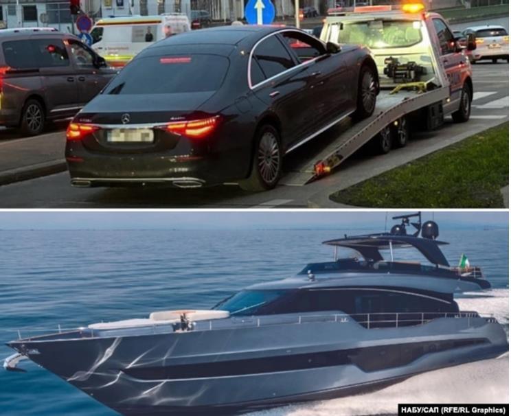 Арестованные яхта и автомобиль