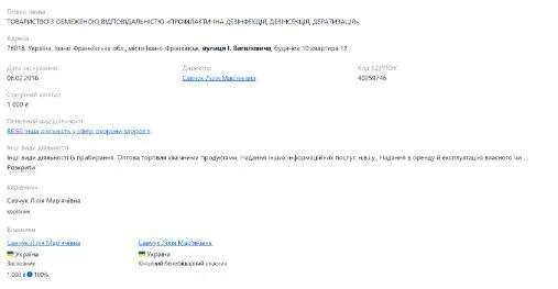 Профиль ООО ''Профилактическая дезинфекция, дезинсекция, дератизация'' на Опендатабот
