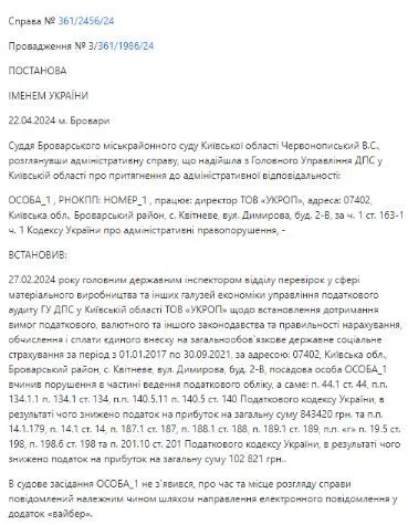 Решение Броварского горрайонного суда Киевской области по делу №361/2456/24