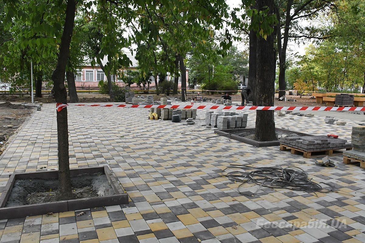 ремонт брусчатки в парке