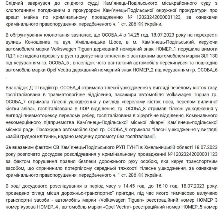 Дело по масштабному ДТП в Каменце-Подольском