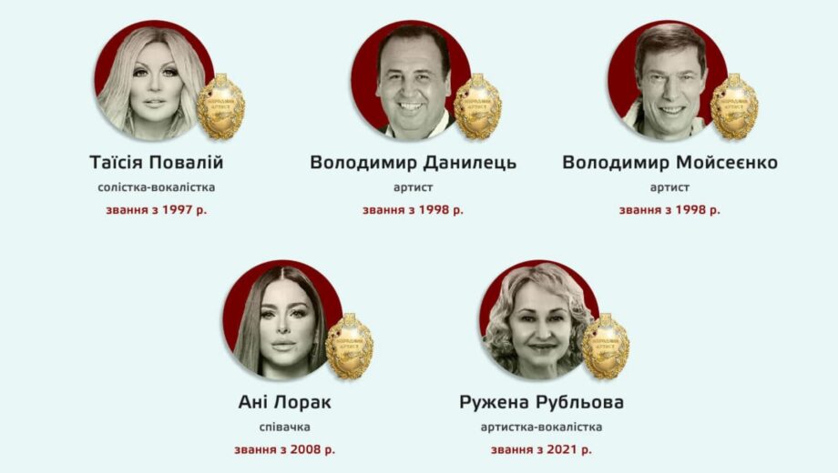 Зеленський позбавив звань артистів та політиків, що підтримали росію