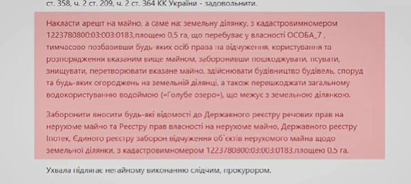 На спірну ділянку накладений арешт