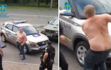 У Києві чоловік напав на поліціянта і стрибав по патрульній машині