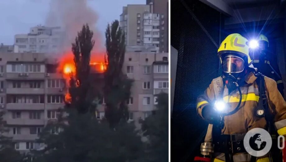 Ужасный пожар в Киеве: девятиэтажка на Шептицкого в огне, слышны крики людей (видео)