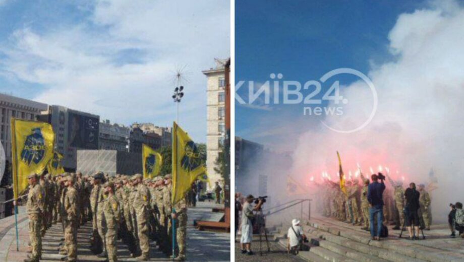 На Майдане проходит акция »Free Azov», посвященная годовщине трагедии в Оленивке