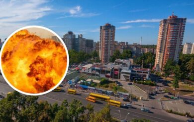 У Києві після атаки ”шахедів” спалахнула пожежа в Святошинському районі