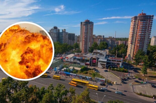 У Києві після атаки ”шахедів” спалахнула пожежа в Святошинському районі