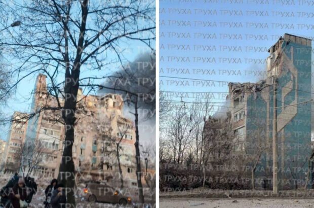 В Тернополе российская ракета уничтожила часть многоэтажки — город в дыму
