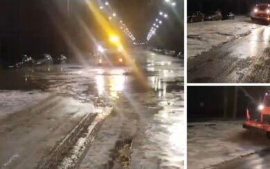 На столичній Борщагівці сталися прорив водогону та затоплення вулиці: два будинки залишилися без води