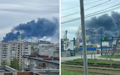 Густой дым над городом: возгорание произошло на »Северстали» в российском Череповце