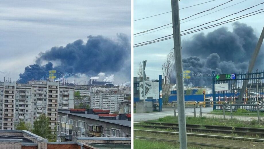 Густой дым над городом: возгорание произошло на »Северстали» в российском Череповце