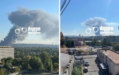 В Днепре загорелся большой пожар: дым накрыл несколько районов города