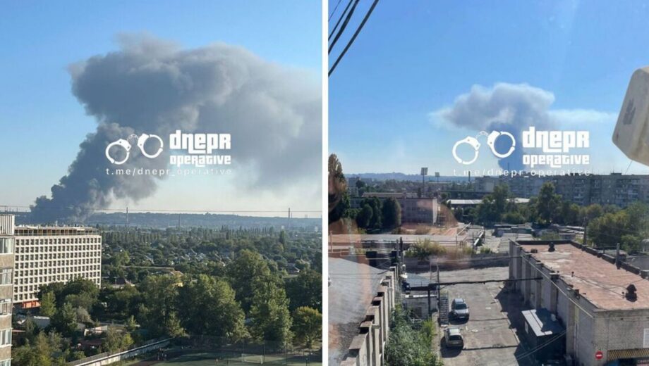В Днепре загорелся большой пожар: дым накрыл несколько районов города