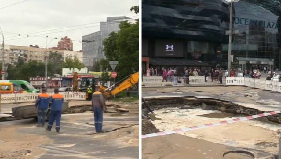 В столице на Лыбидской из-за прорыва трубы затопило улицу, движение транспорта остановлено (видео, эксклюзив)