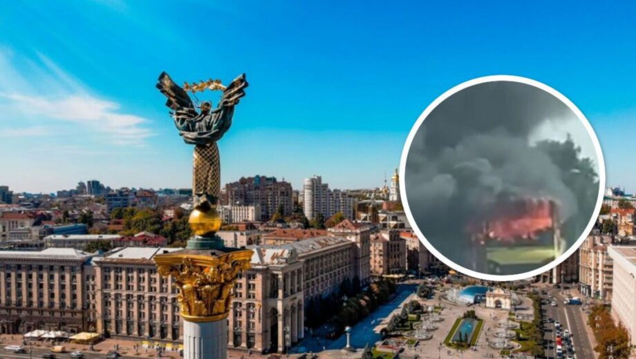 У Києві на Броварському проспекті загорівся маршрутний автобус