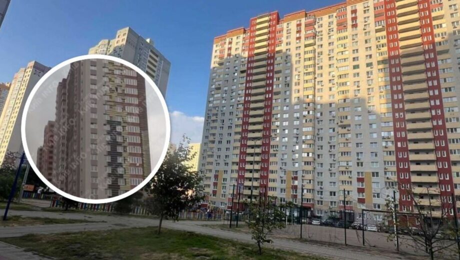 У Києві вітер зриває облицювальні елементи з будинку: небезпека для людей та транспорту