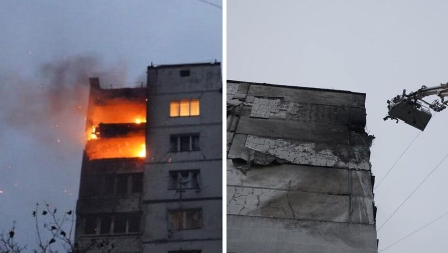 Утренний обстрел Киева: беспилотник вызвал пожар в многоэтажке