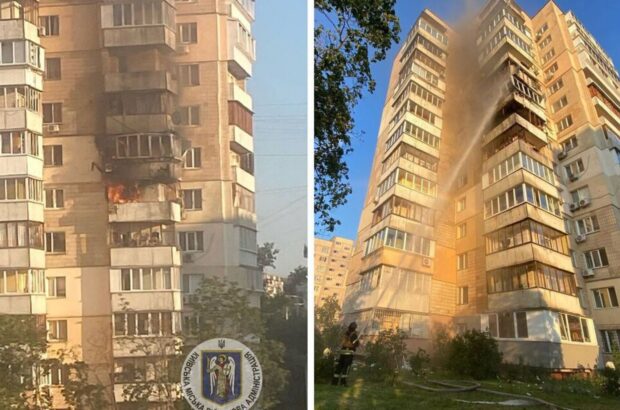 Росіяни вдарили по Києву: пошкоджена висотка на Оболоні