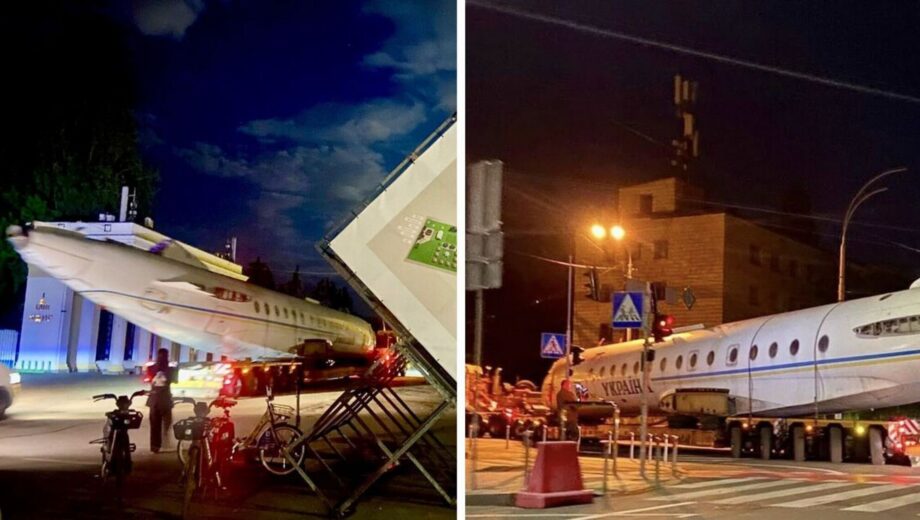 Ту-134А-3 »Украина» перевезли из музея на фестиваль карьеры в Киеве