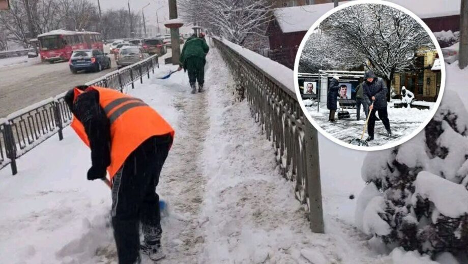Лопать вместо спецтехники: как в Ивано-Франковске городские чиновники снег убирали?