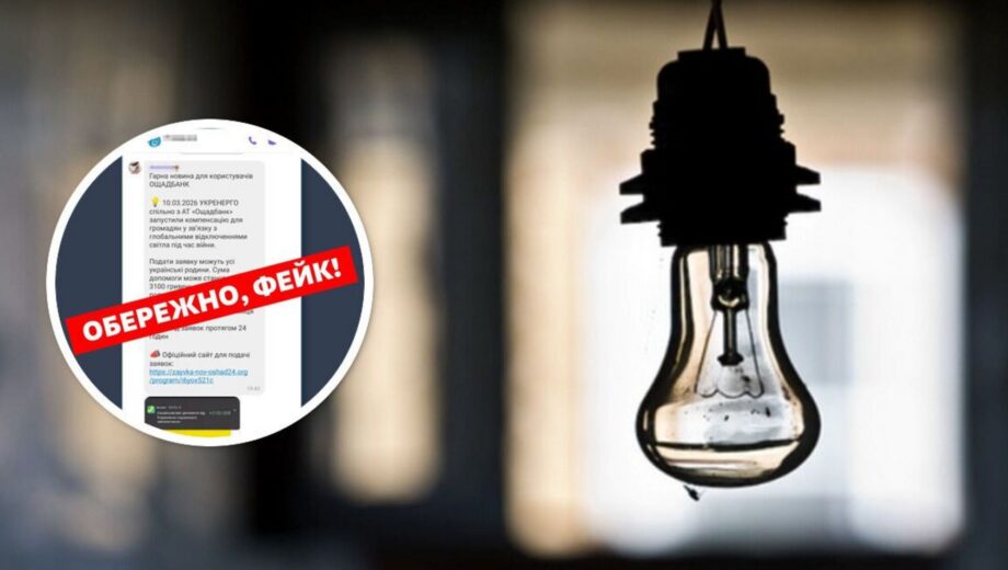 Укренерго попереджає про нову хвилю шахрайських повідомлень про ”компенсації”