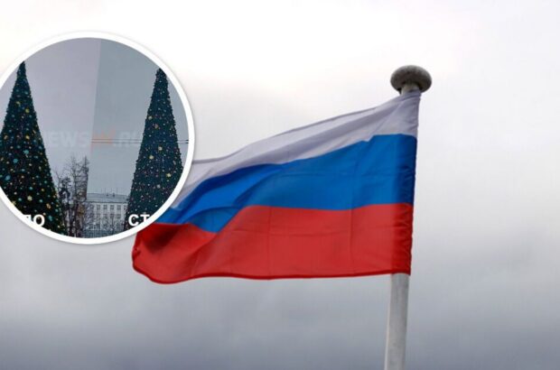 В русском Нижнем Новгороде установили голубо-желтую елку