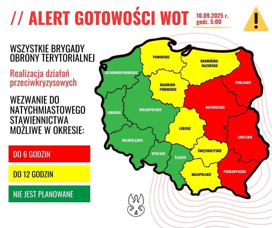 Польша повысила готовность терробороны и созывает правительство из-за атаки дронов