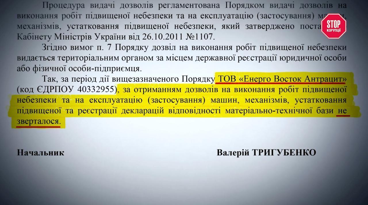 Три відомства підтвердили: ''виробник'' антрациту не має жодного дозволу на видобуток