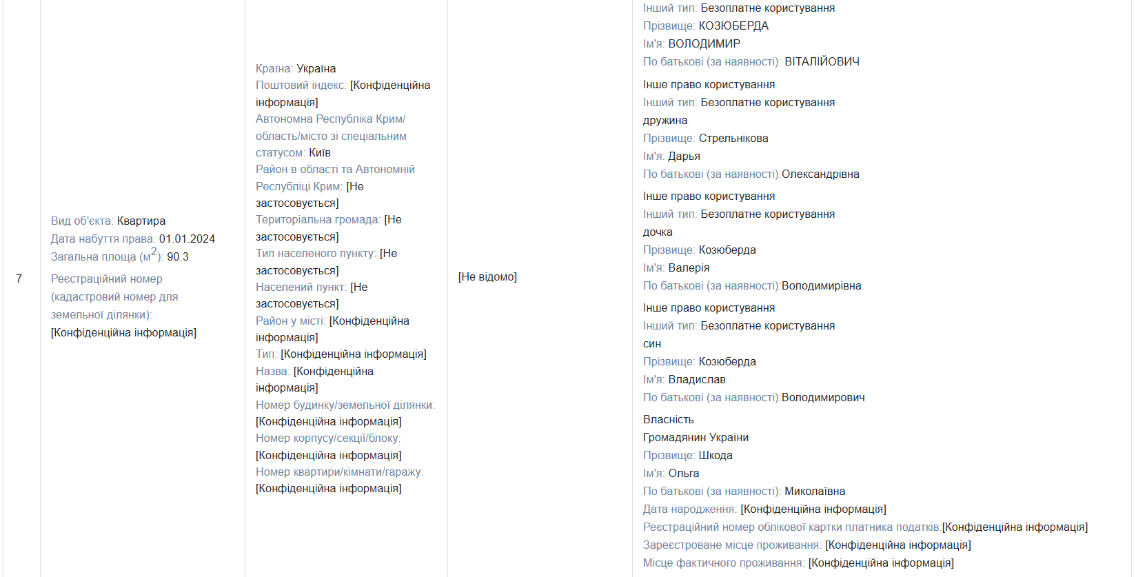 Скриншот декларації