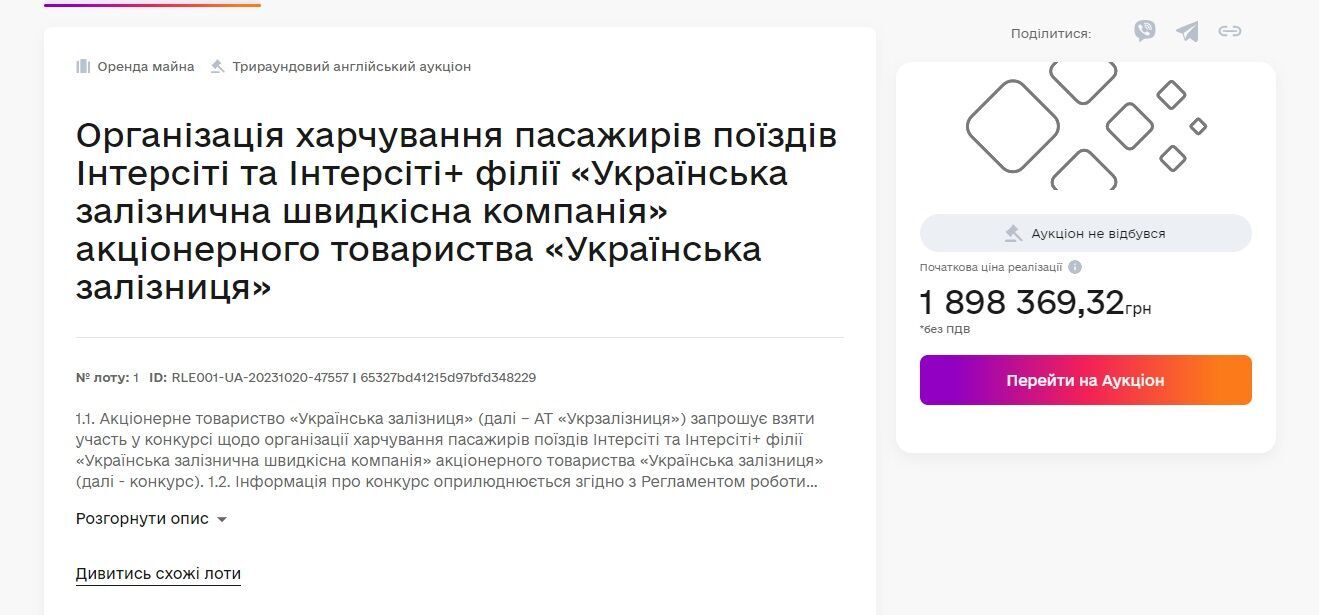 Тендер от Укрзализныци