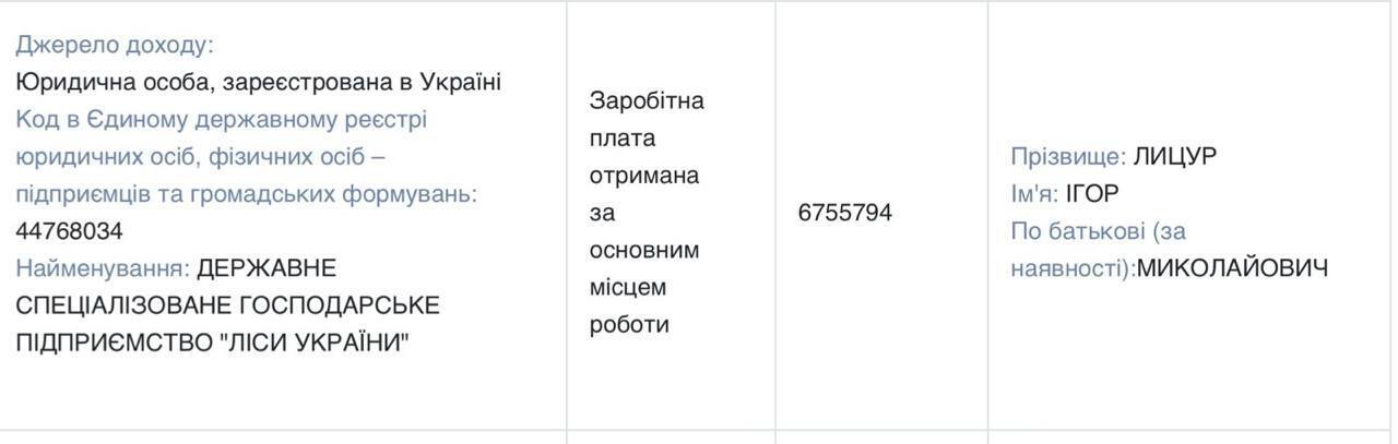 В 20 раз больше, чем у Президента: исполнительный директор ГП ''Леса Украины'' Лыцур задекларировал 6-миллионную зарплату